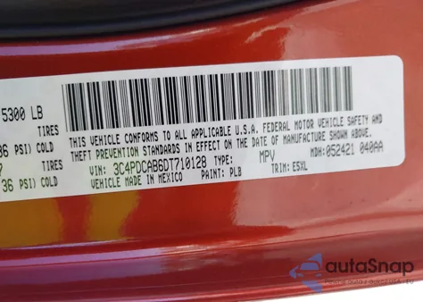 2013 Dodge Journey American Value Pkg из США, поврежденный, VIN 3C4PDCAB6DT710128